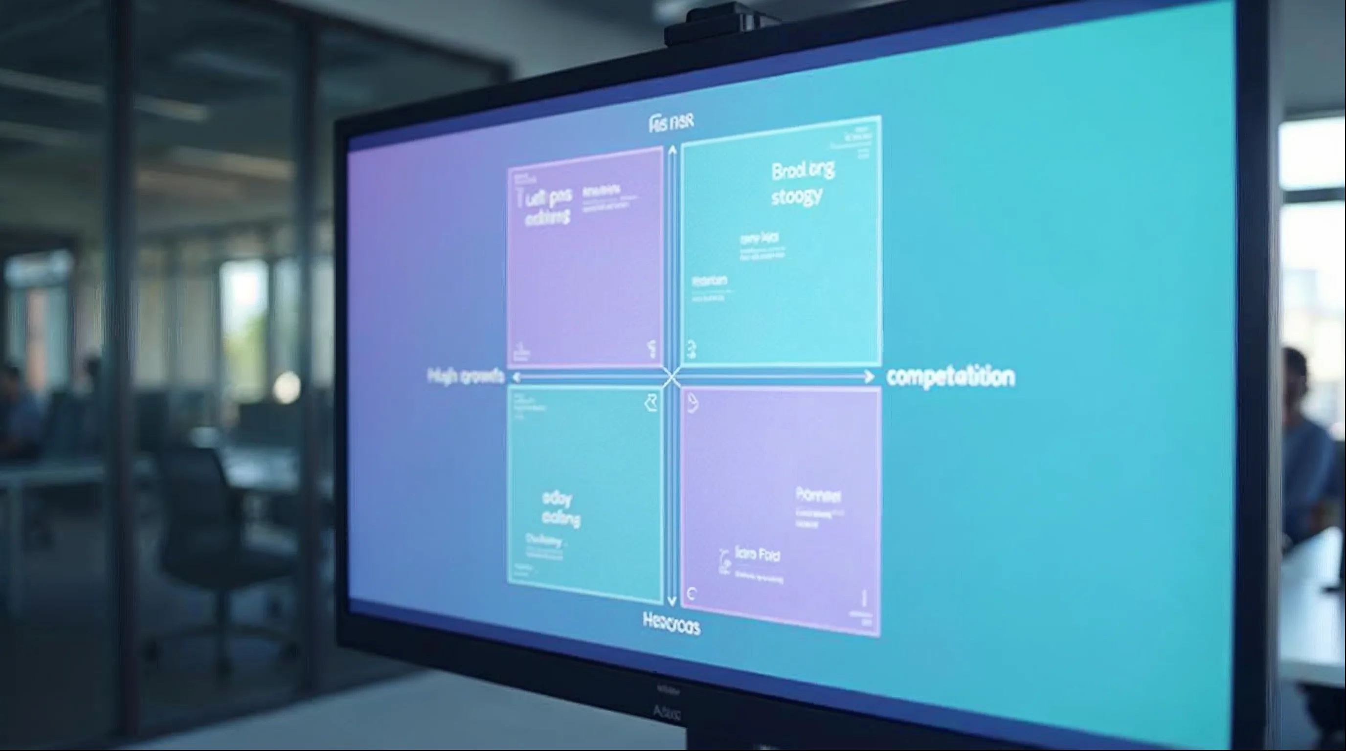 Blue Ocean versus Red Ocean strategy matrix showing high-growth low-competition opportunities versus saturated competitive markets with quadrant analysis