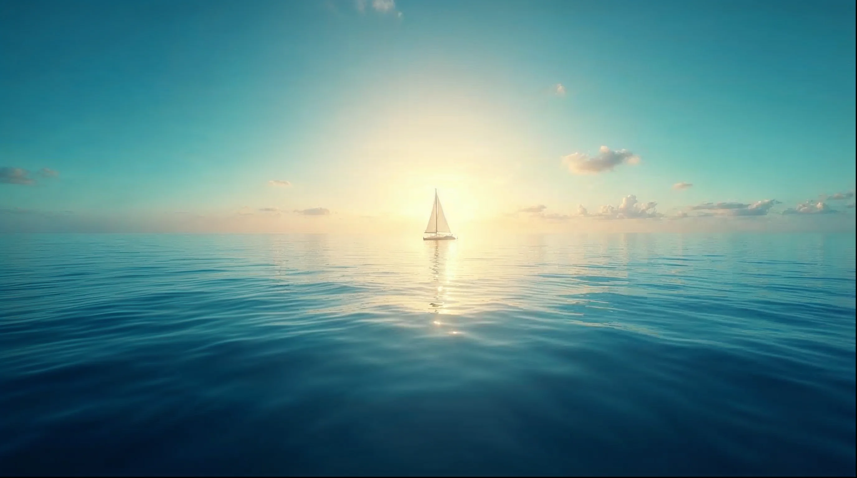 Sailboat on open blue ocean heading toward sunrise, representing untapped market opportunity