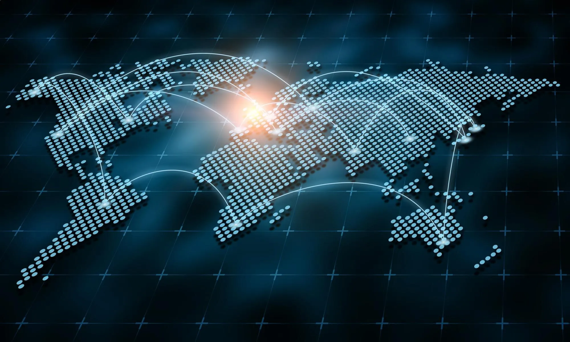 Digital world map showing global market connections