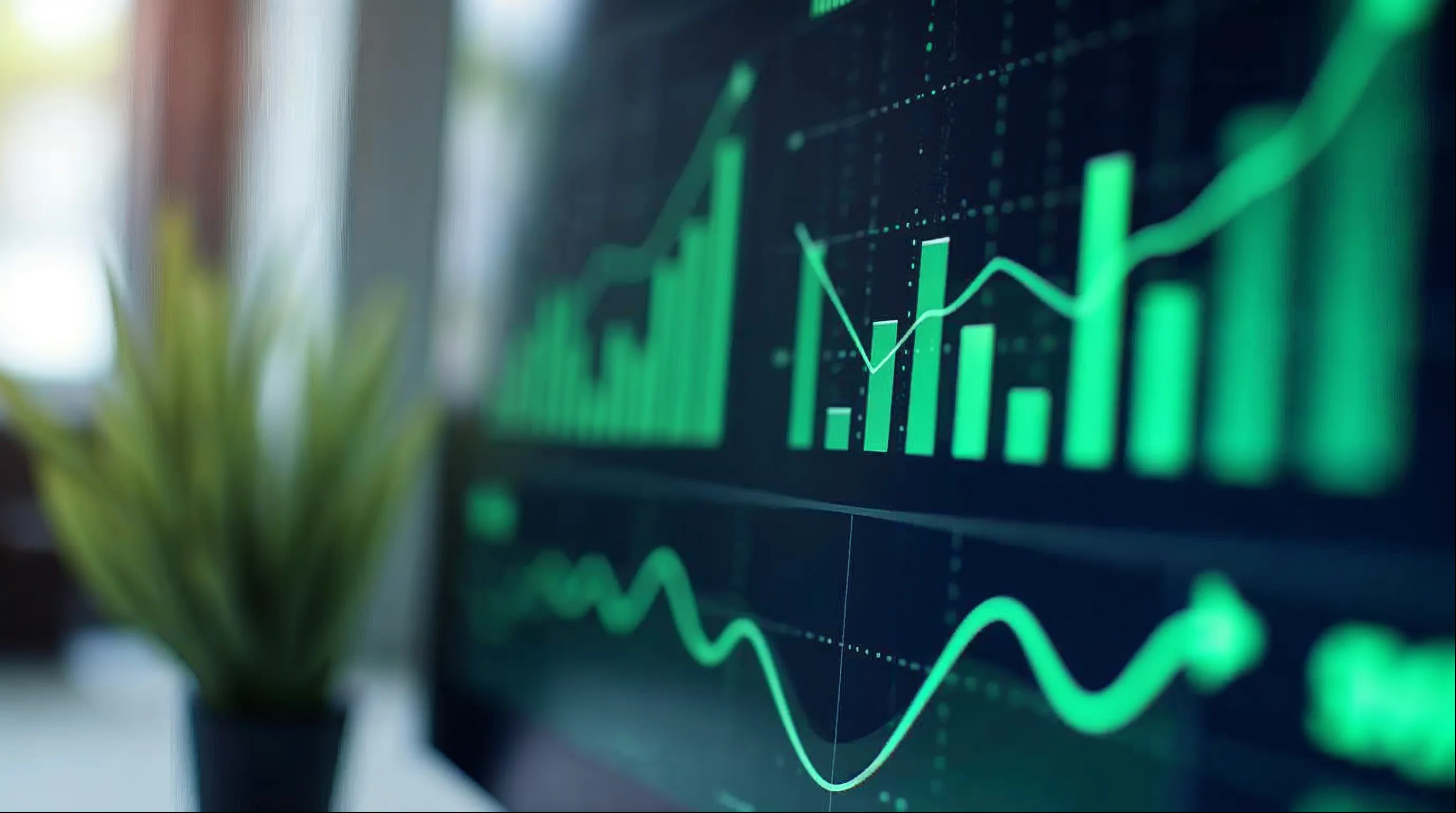 Analytics dashboard showing growth trend charts and data visualization